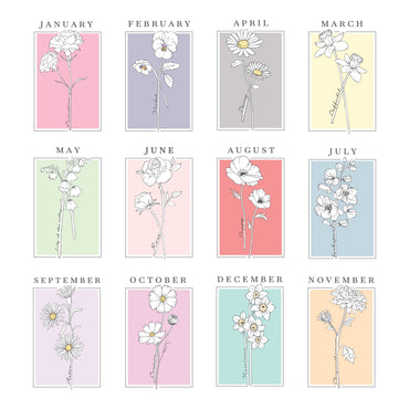 Personalised Birth Flower Black Poster Frame