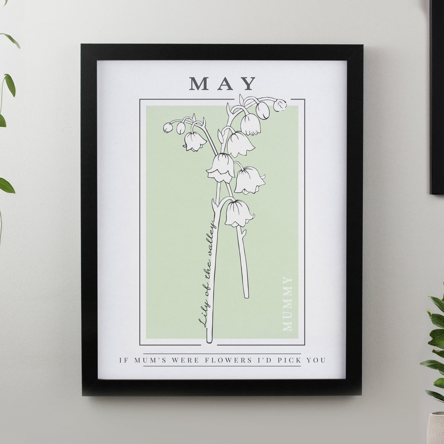 Personalised Birth Flower Black Poster Frame