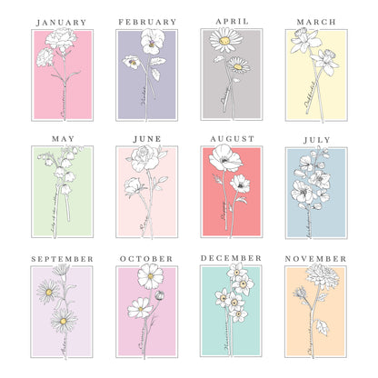 Personalised Birth Flower White Poster Frame