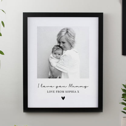 Personalised Heart Photo Upload Black Poster Frame