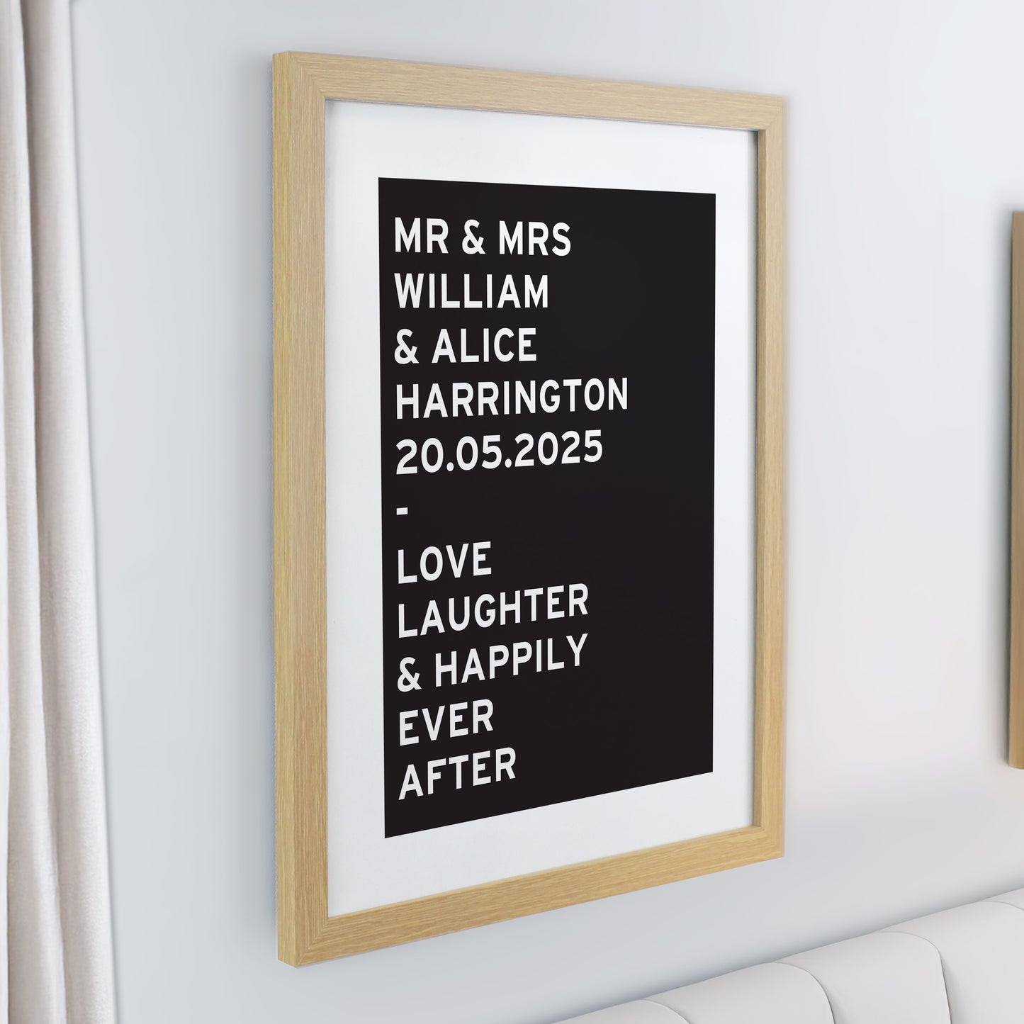 Personalised Typography Oak Poster Frame