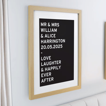 Personalised Typography Oak Poster Frame