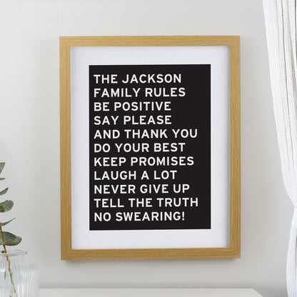 Personalised Typography Oak Poster Frame