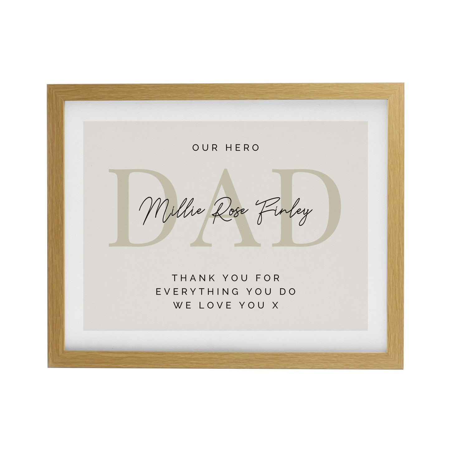 Personalised Free Text Oak Poster Frame