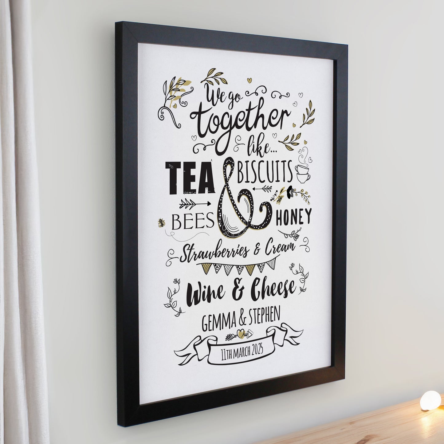 Personalised We go Together Black Poster Frame