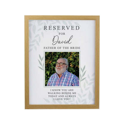 Personalised Reserved For Photo Upload Oak Poster Frame