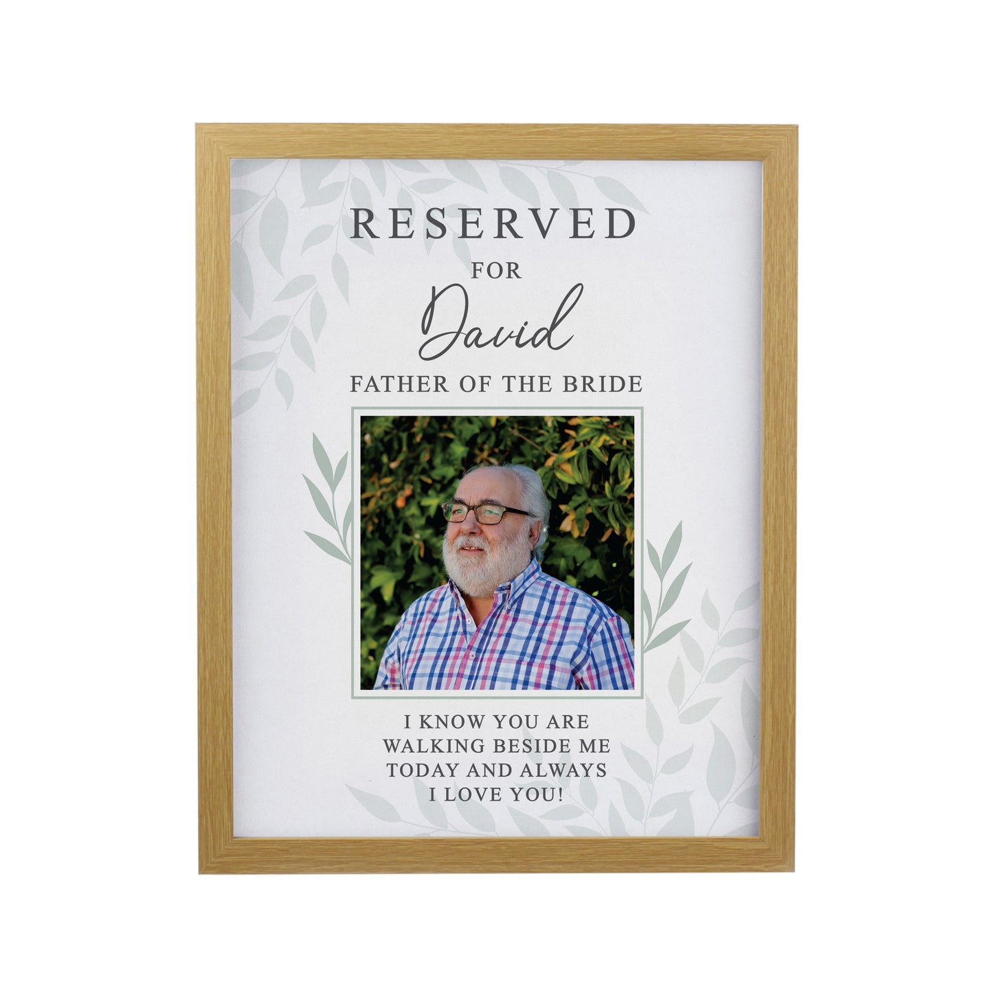 Personalised Reserved For Photo Upload Oak Poster Frame