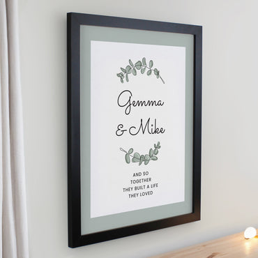 Personalised Botanical Black Poster Frame