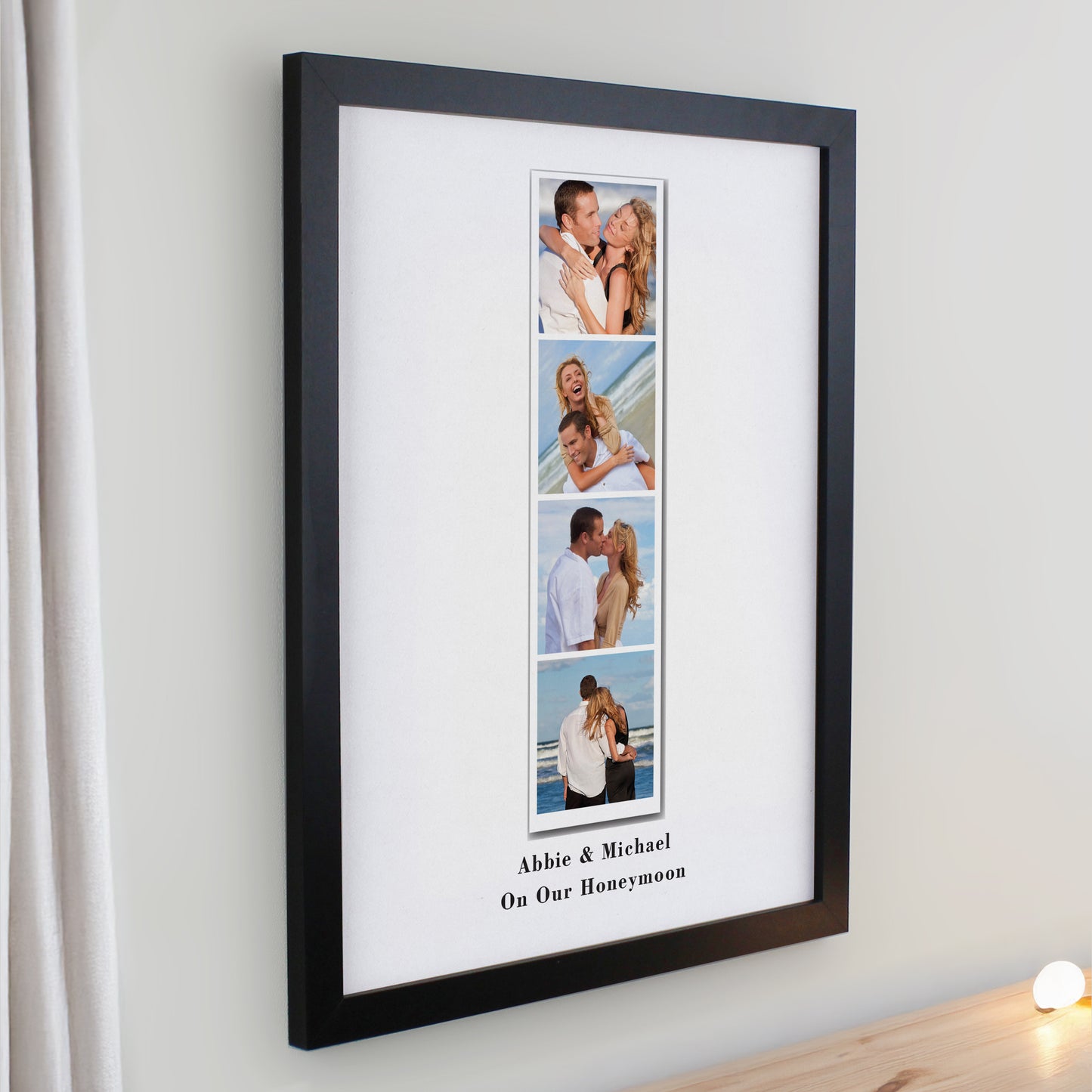 Personalised Photo Upload Strip Black Poster Frame