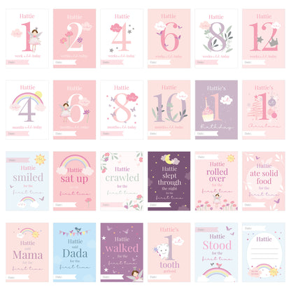 Personalised Fairy Princess Baby Milestone Cards