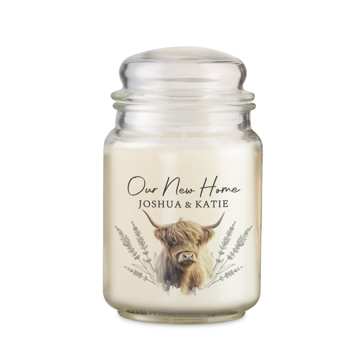 Personalised Highland Cow Large Candle Jar