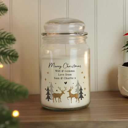 Personalised Christmas Reindeer Large Candle Jar