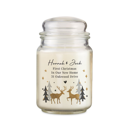 Personalised Christmas Reindeer Large Candle Jar