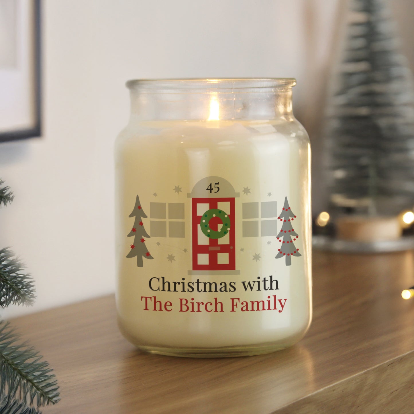 Personalised Home For Christmas Large Candle Jar