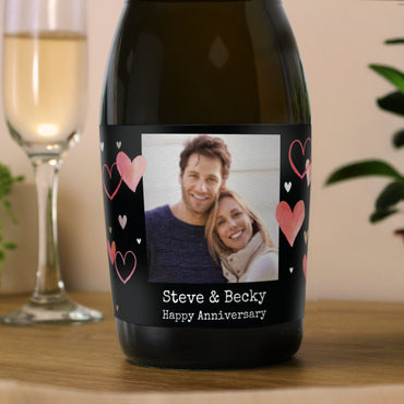 Personalised Photo Upload Heart Prosecco
