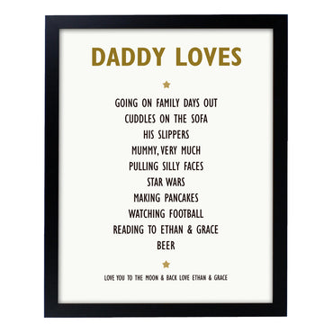 Personalised List of Love Black Framed Print