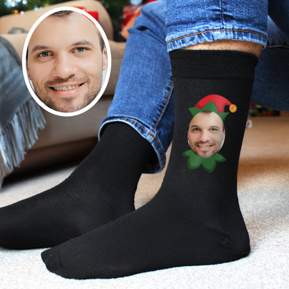 Personalised Photo Upload Elf Christmas Socks