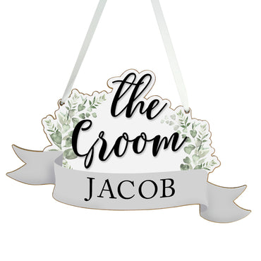 Personalised The Groom Wooden Hanging Decoration