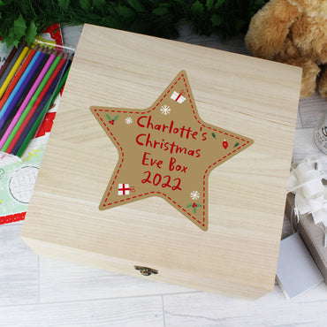 Personalised Christmas Star Large Wooden Keepsake Box