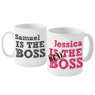 Personalised The Real Boss Sketch Mug Set