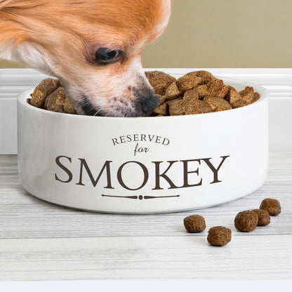 Personalised Reserved For 15cm Medium White Pet Bowl