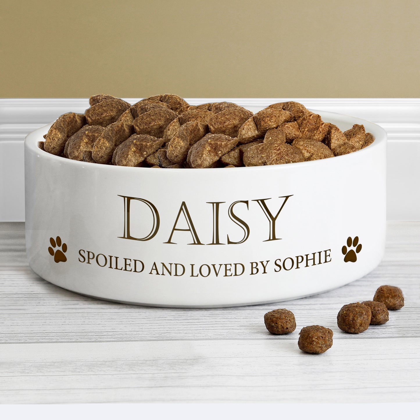 Personalised Paws 15cm Medium White Pet Bowl