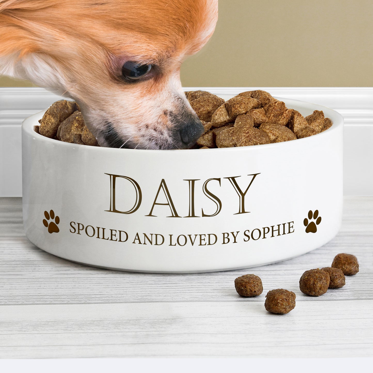 Personalised Paws 15cm Medium White Pet Bowl