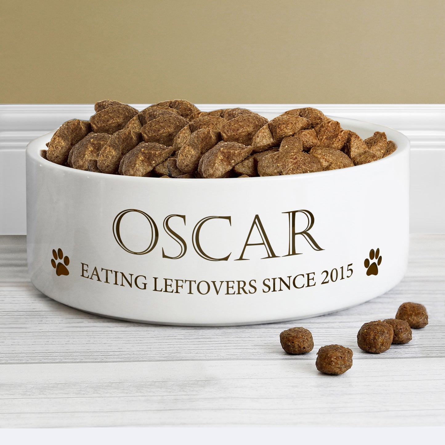 Personalised Paws 15cm Medium White Pet Bowl