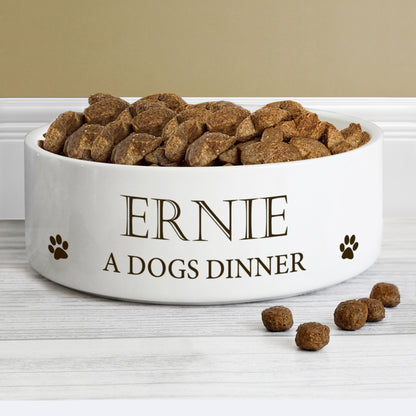 Personalised Paws 15cm Medium White Pet Bowl