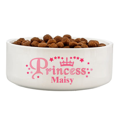 Personalised Princess 15cm Medium White Pet Bowl