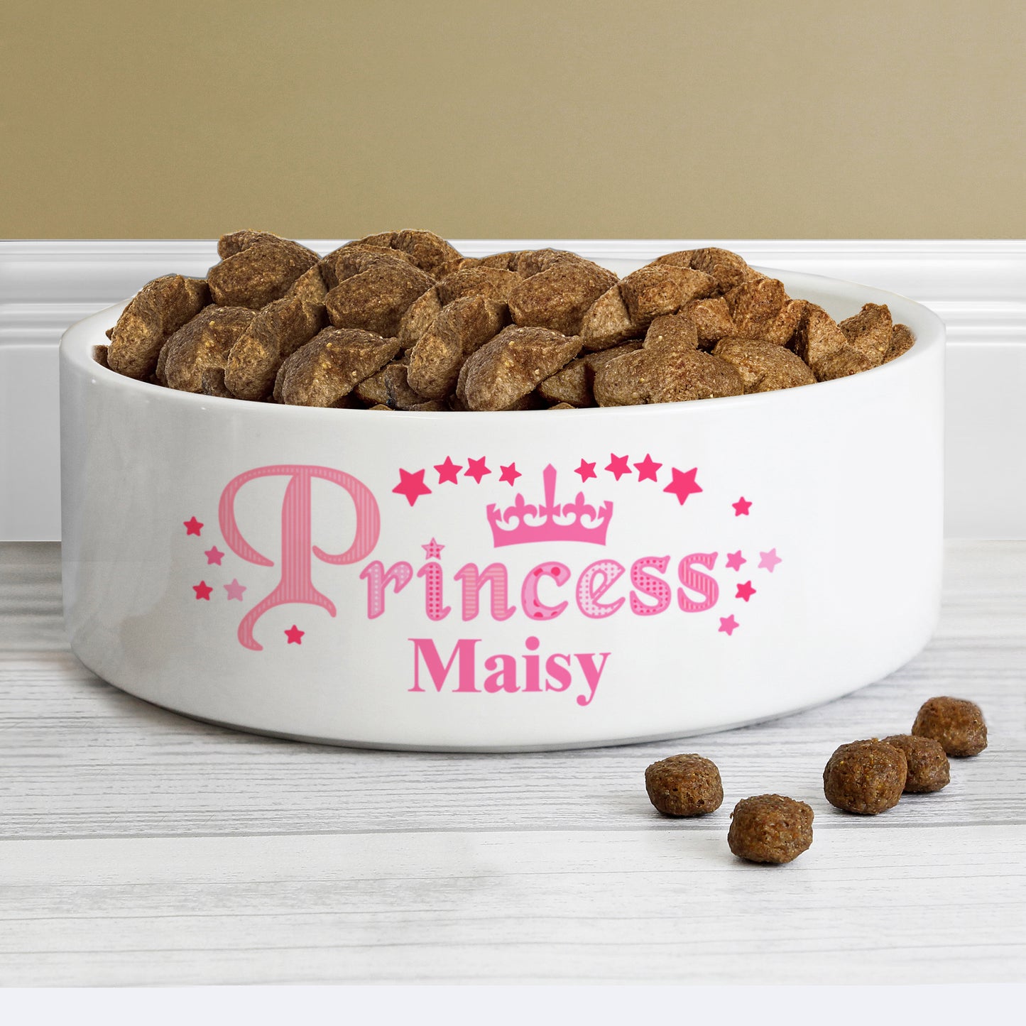 Personalised Princess 15cm Medium White Pet Bowl
