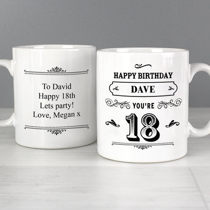 Personalised Birthday Vintage Typography Mug