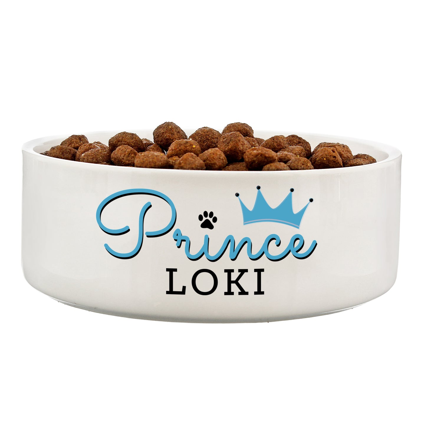 Personalised Prince 15cm Medium Ceramic White Pet Bowl