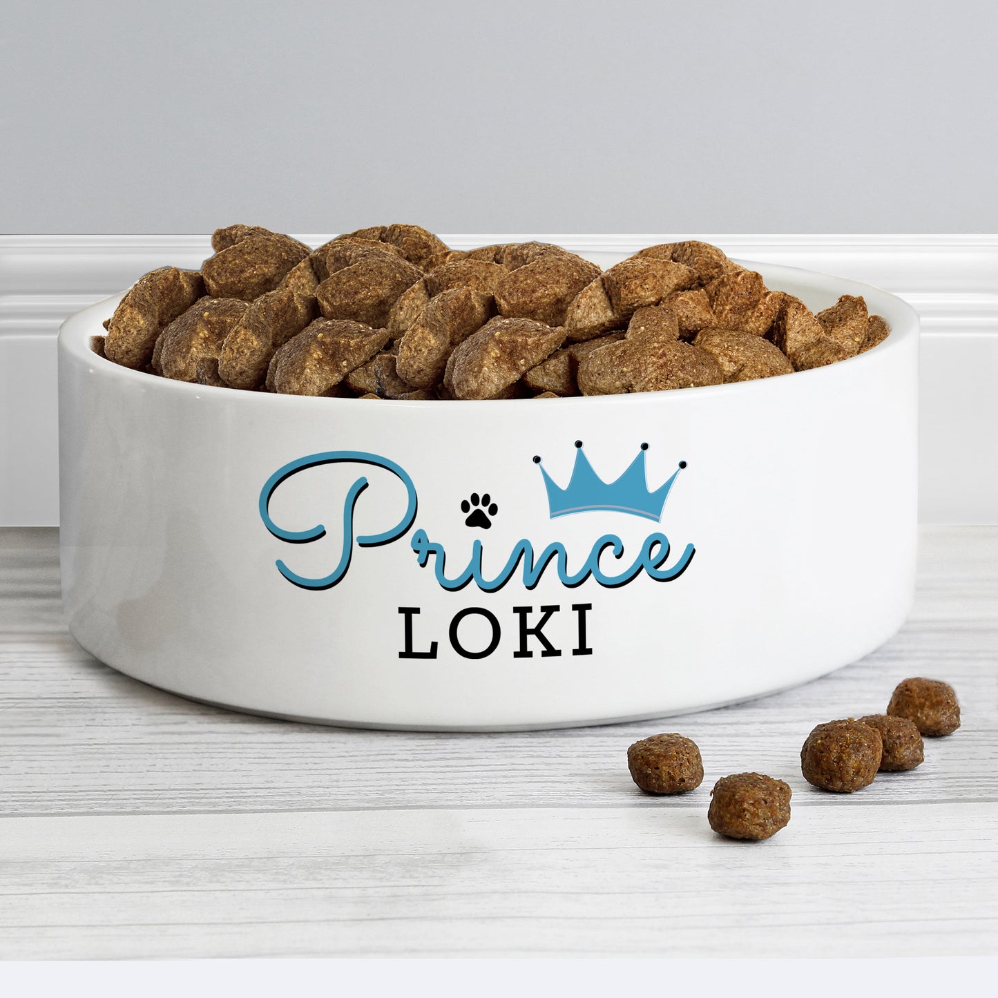 Personalised Prince 15cm Medium Ceramic White Pet Bowl