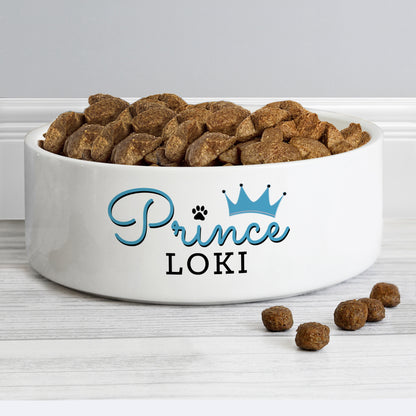 Personalised Prince 15cm Medium Ceramic White Pet Bowl