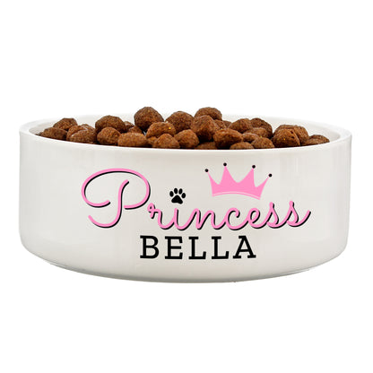 Personalised Princess 15cm Medium Ceramic White Pet Bowl