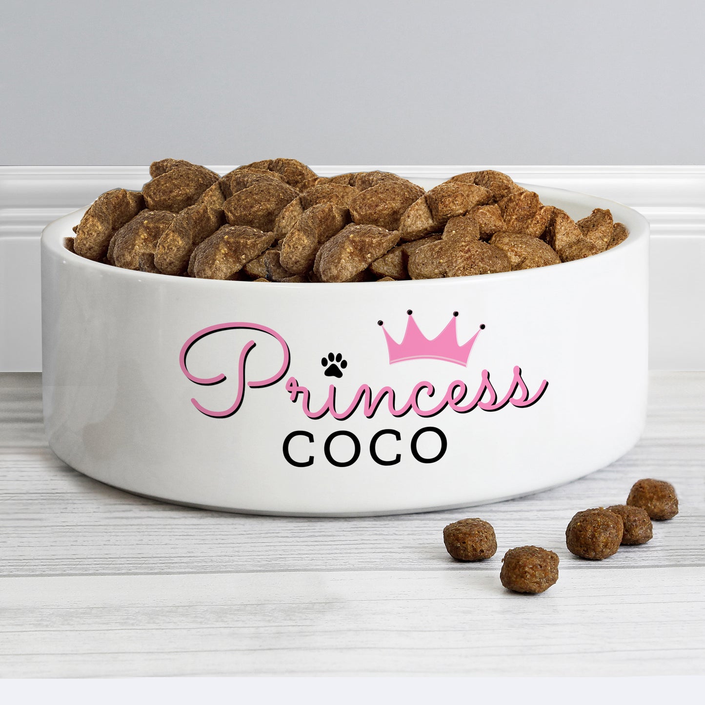 Personalised Princess 15cm Medium Ceramic White Pet Bowl