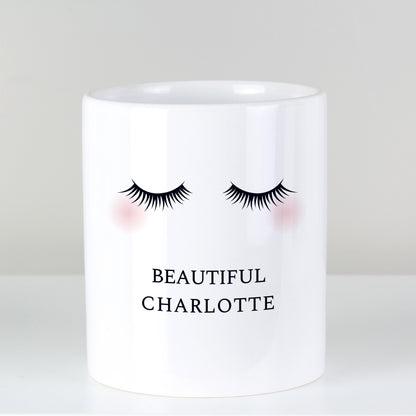 Personalised Eyelashes Ceramic Storage Pot