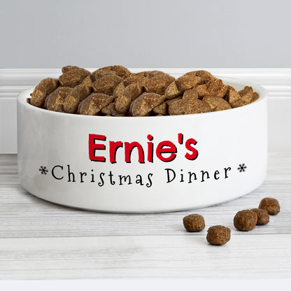 Personalised Christmas Dinner 15cm Medium Pet Bowl