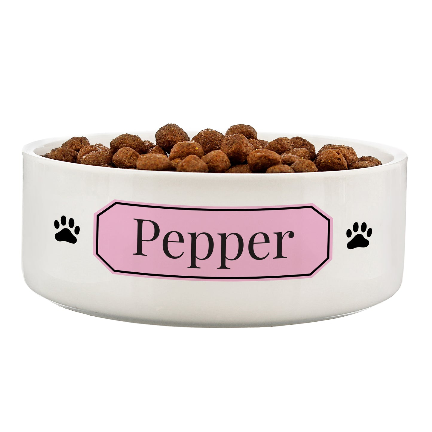 Personalised Pink Plaque 15cm Medium Pet Bowl