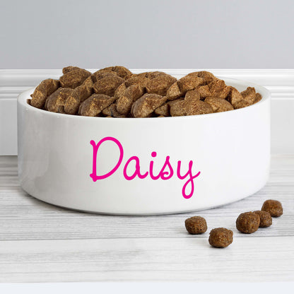 Personalised Pink Name 15cm Medium Pet Bowl