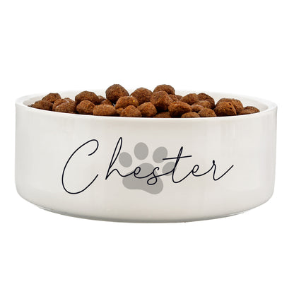 Personalised Grey Paw Print Name 15cm Medium Pet Bowl
