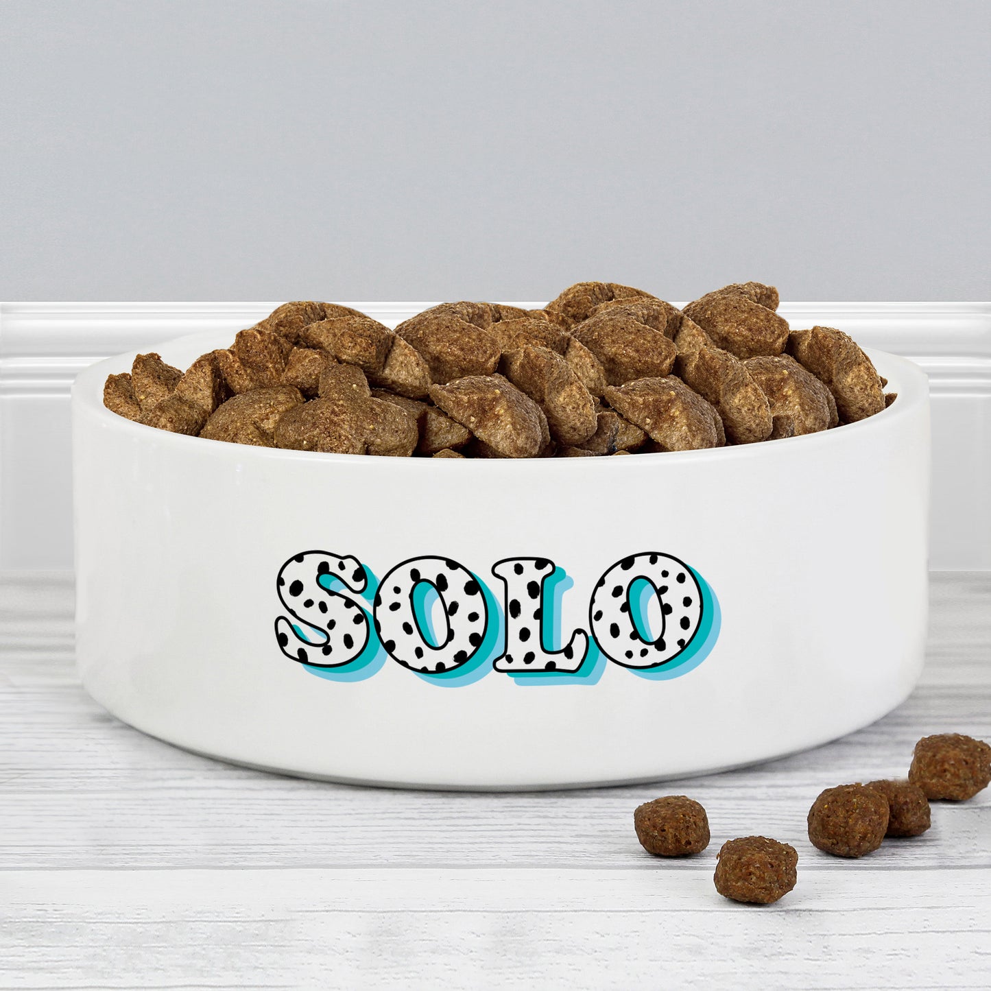 Personalised Blue Spots Name 15cm Medium Pet Bowl