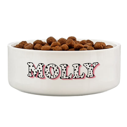 Personalised Pink Spots Name 15cm Medium Pet Bowl