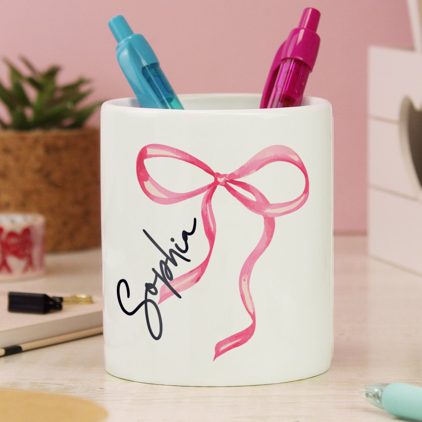Personalised Bow Make Up Brush Holder