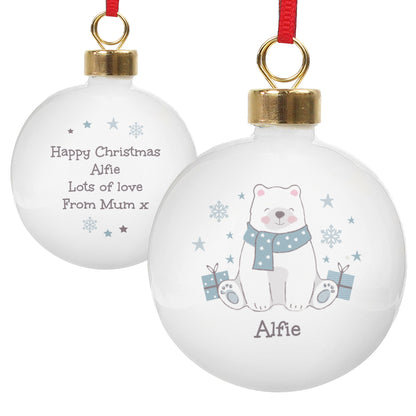 Personalised Polar Bear Christmas Bauble