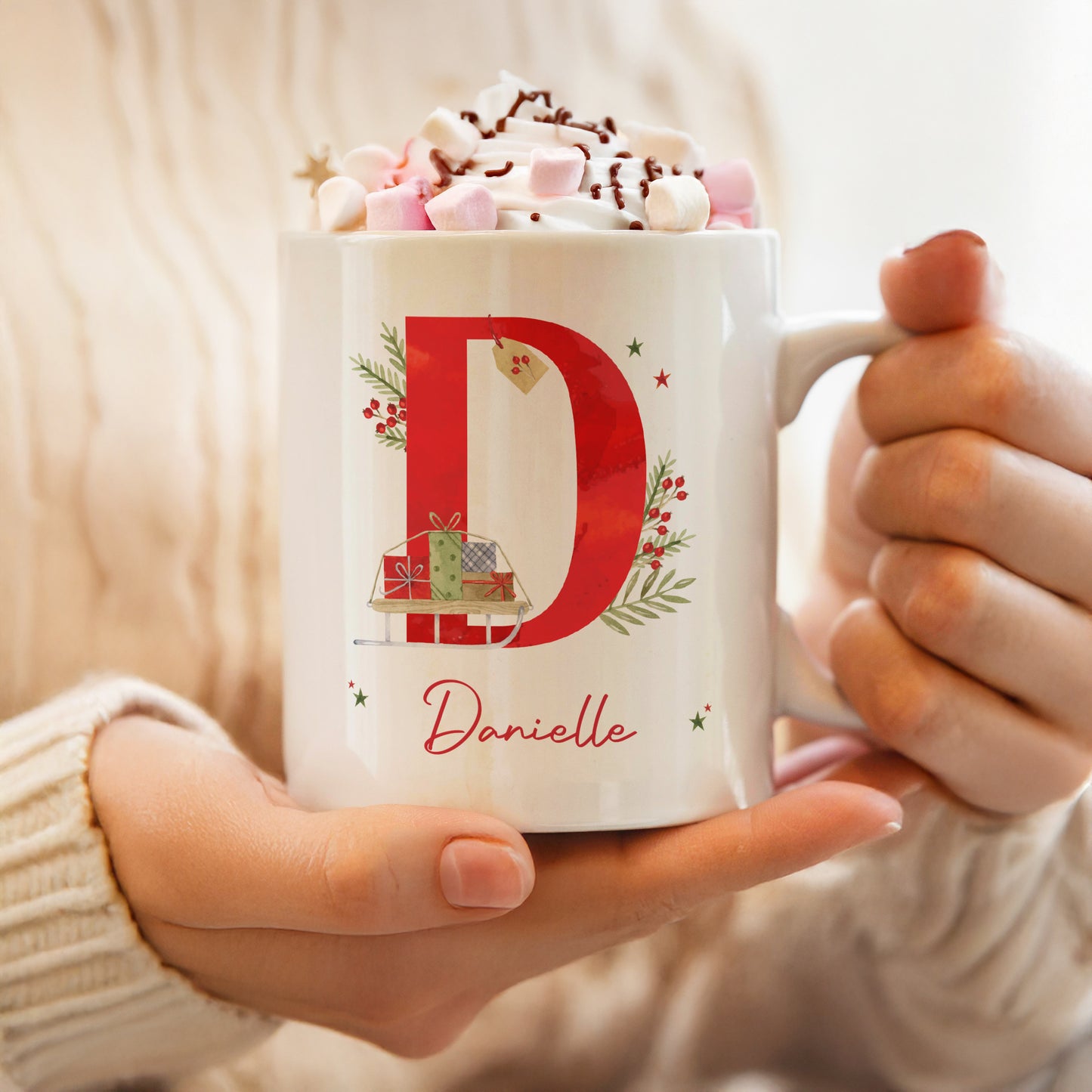 Personalised Christmas Initial Mug