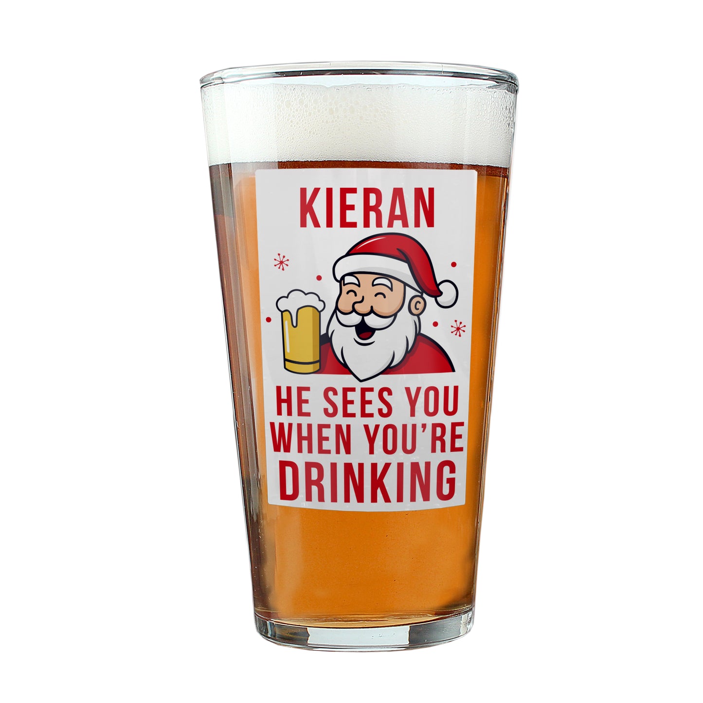 Personalised Santa Pun Christmas Beer Glass