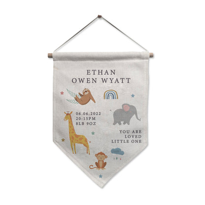 Personalised Safari Animals Hanging Banner