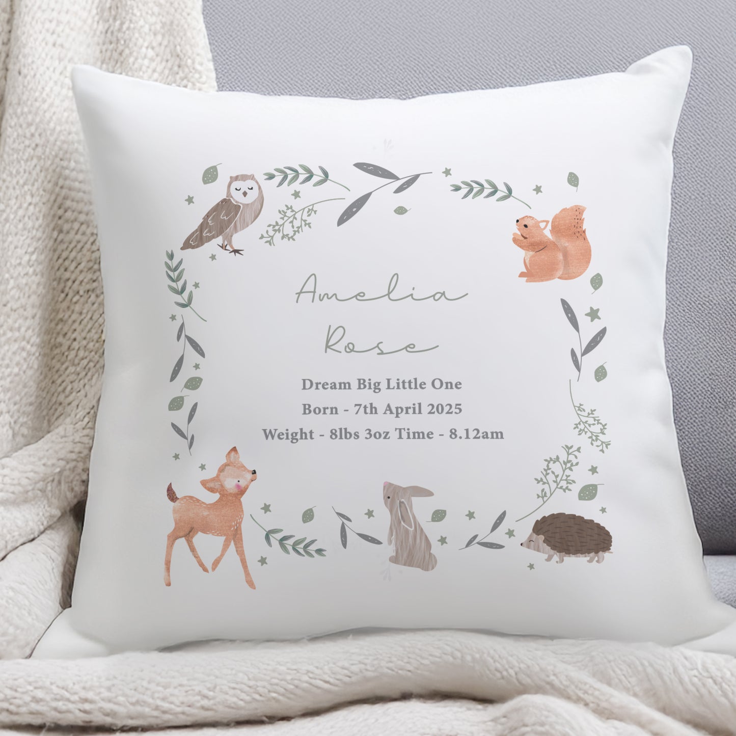 Personalised Woodland Animals Cushion